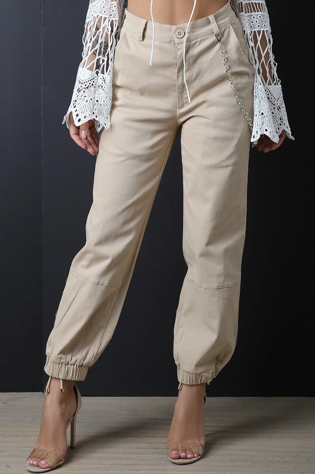 High Waisted Side Chain Cargo Pants