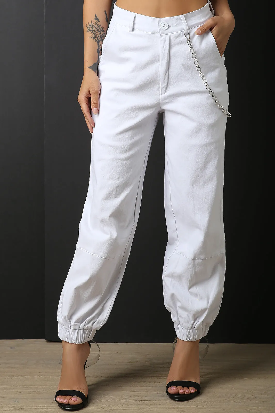 High Waisted Side Chain Cargo Pants