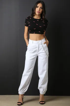 High Waisted Side Chain Cargo Pants