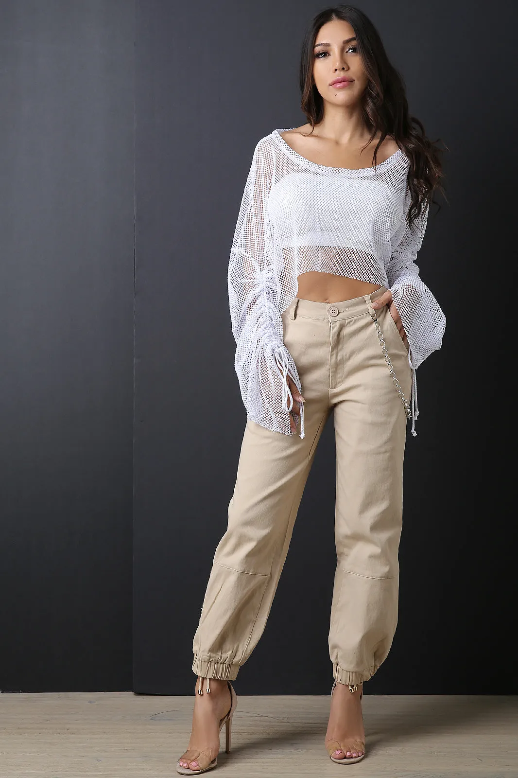High Waisted Side Chain Cargo Pants