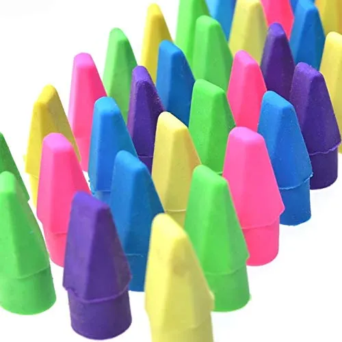 Incredible Value Bulk 120 Pencil Eraser Tops - Neon Pencil Top Erasers - Assorted Colors