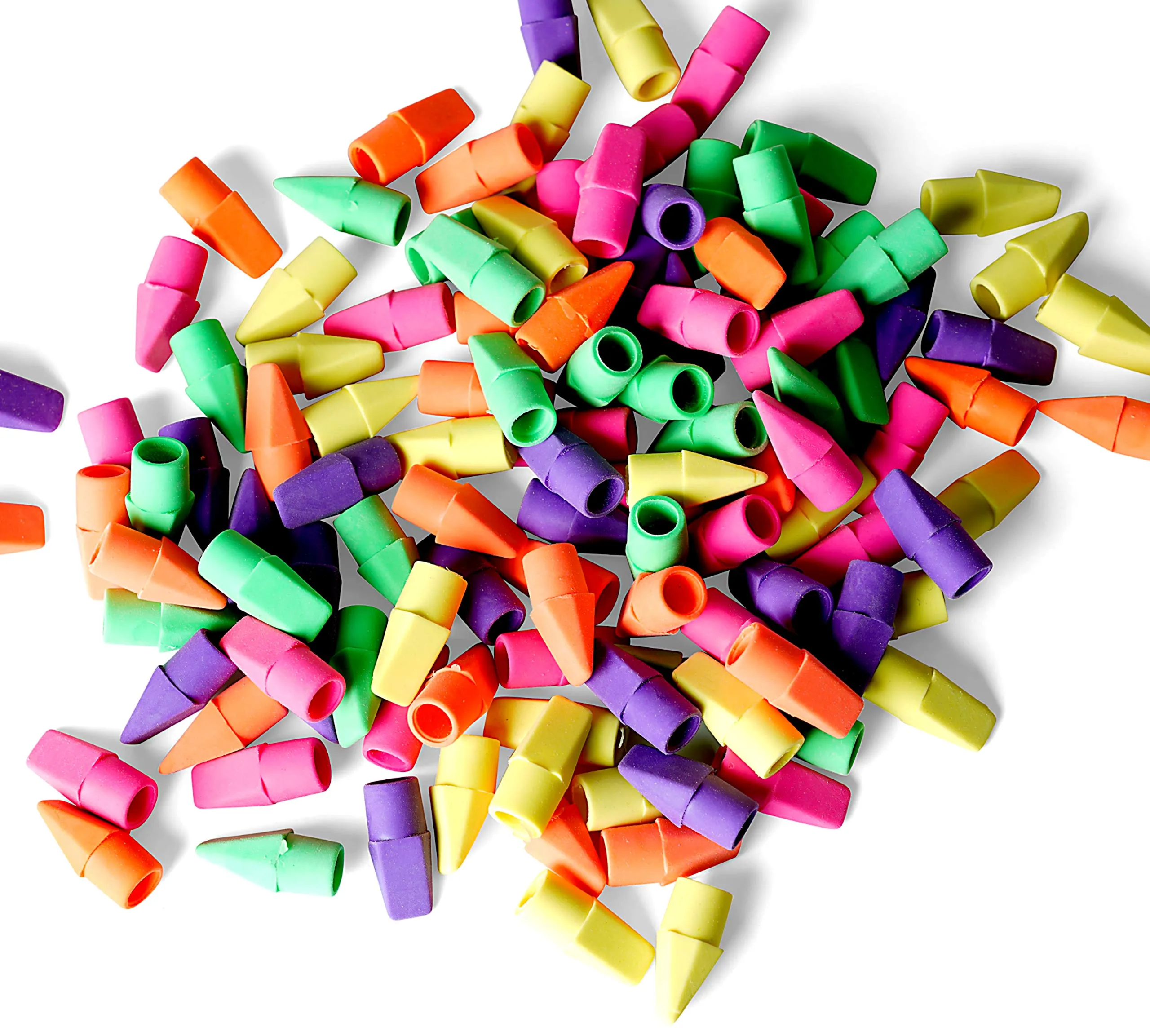 Incredible Value Bulk 120 Pencil Eraser Tops - Neon Pencil Top Erasers - Assorted Colors