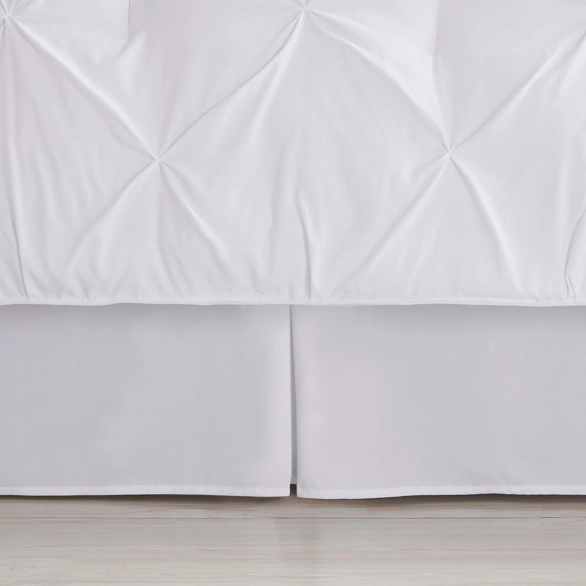King Size Comforter Set 8 Piece Bed in a Bag with Bed Skirt, Fitted Sheet, Flat Sheet, 2 Pillowcases, 2 Pillow Shams, King, Pintuck White