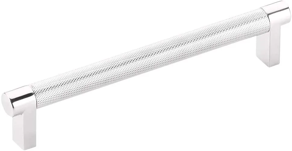 Knurled Select Polished Chrome Cabinet Knobs and Drawer Pulls