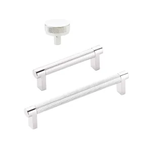 Knurled Select Polished Chrome Cabinet Knobs and Drawer Pulls