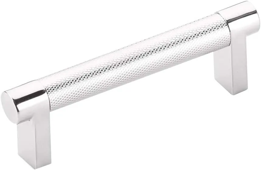 Knurled Select Polished Chrome Cabinet Knobs and Drawer Pulls