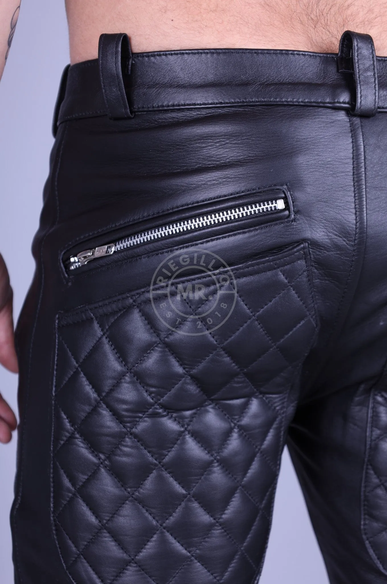 Leather Padded Front Zipper Pants