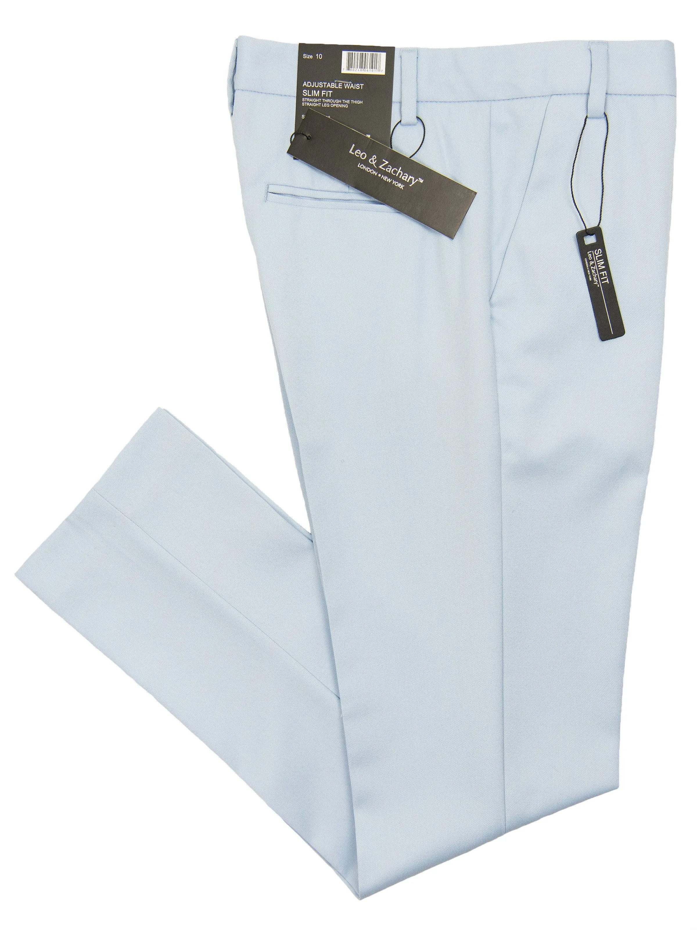 Leo & Zachary 28196 Boy's Dress Pants - Solid Gab - Sky Blue