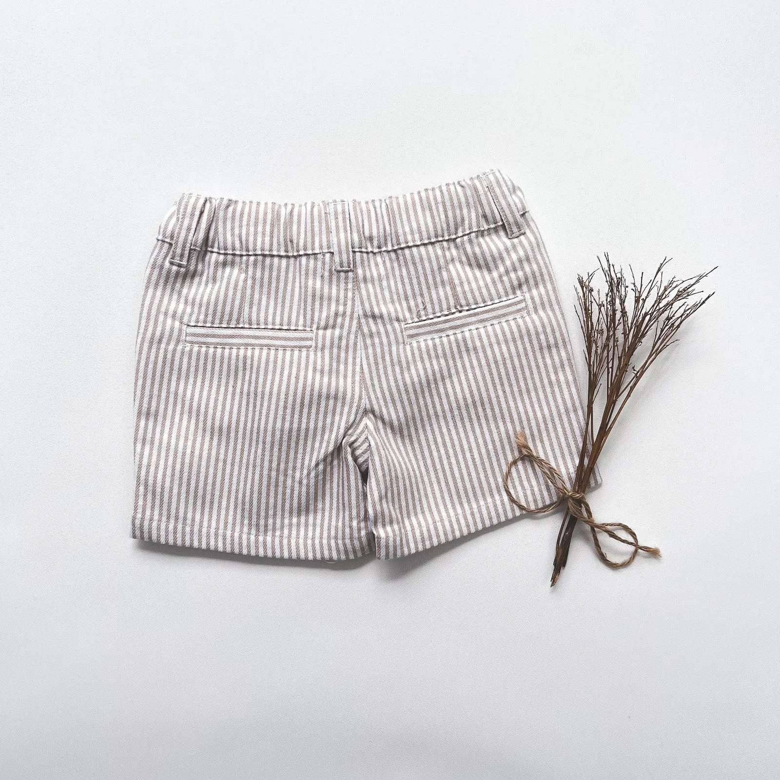 Love Henry Baby Boys Dress Shorts (Beige Pinstripe)