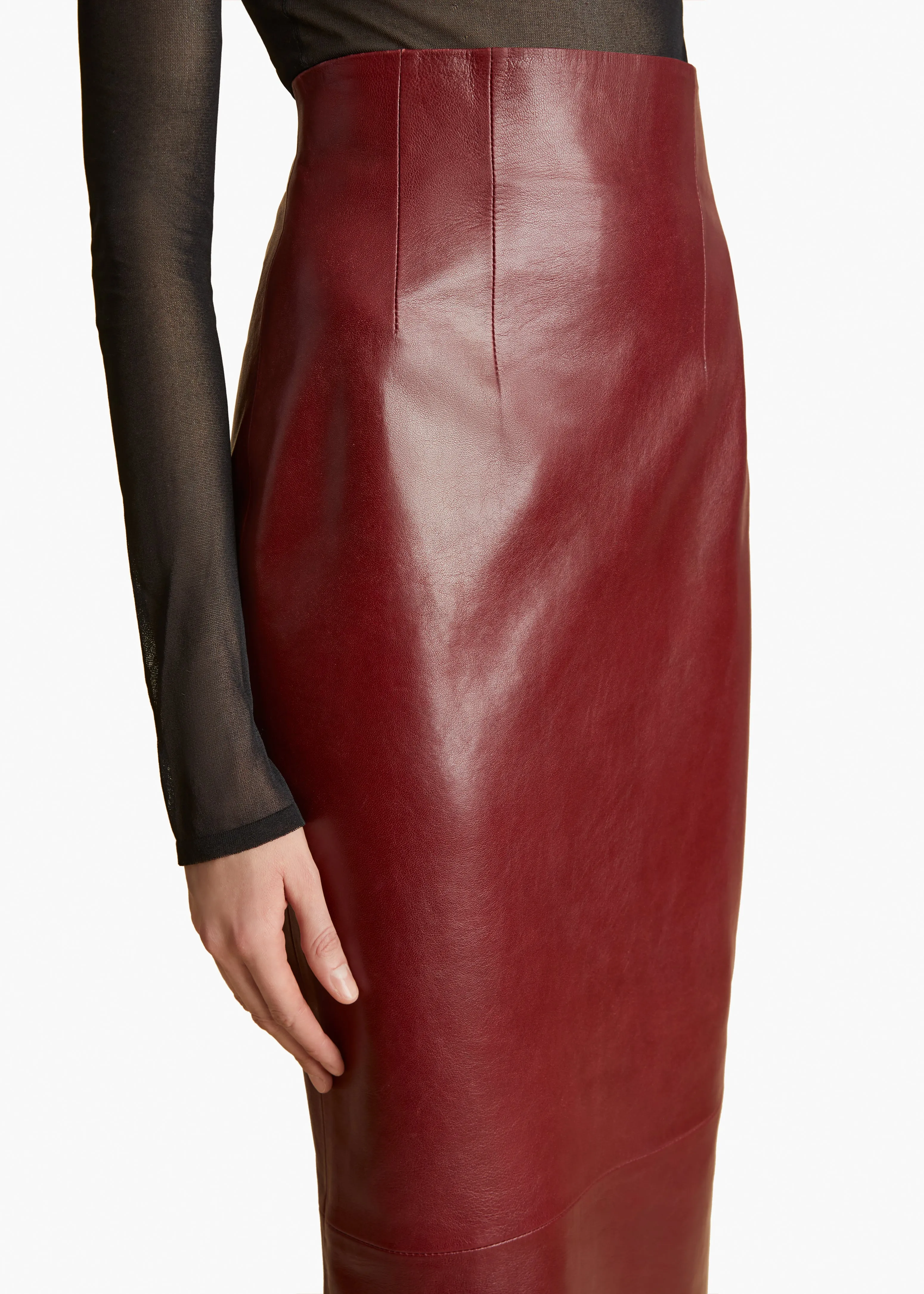 Loxley Skirt in Oxblood Leather