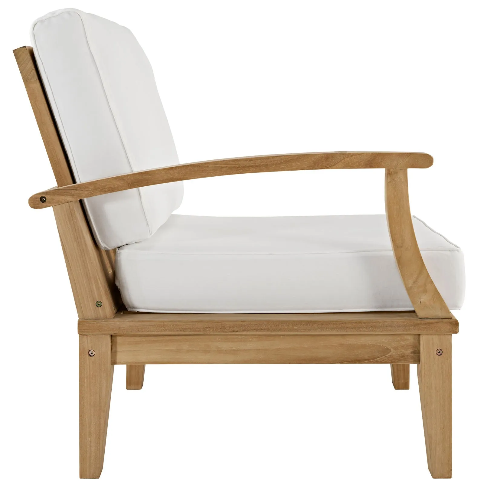 Marina 7 Piece Outdoor Patio Teak Set Natural White EEI-1481-NAT-WHI-SET