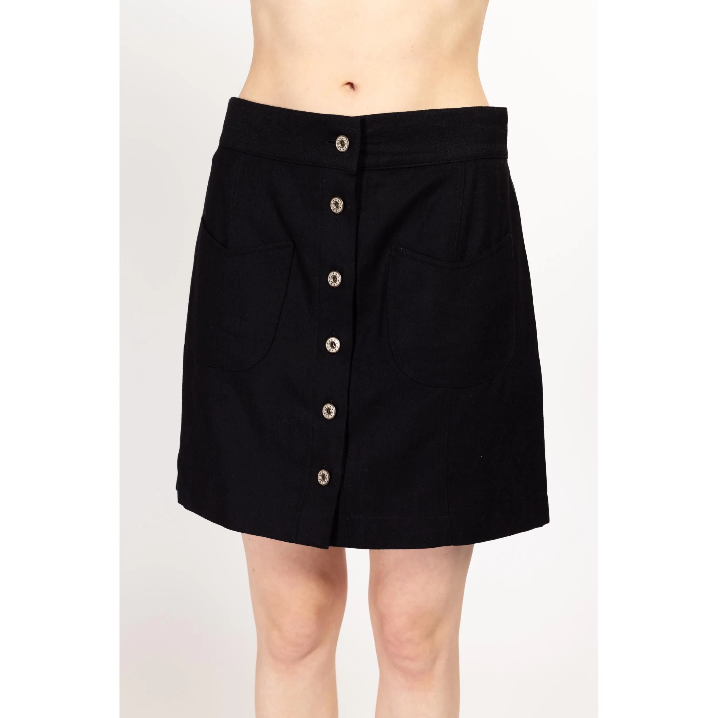 Med-Lrg Y2K Mod Black Wool Mini Skirt
