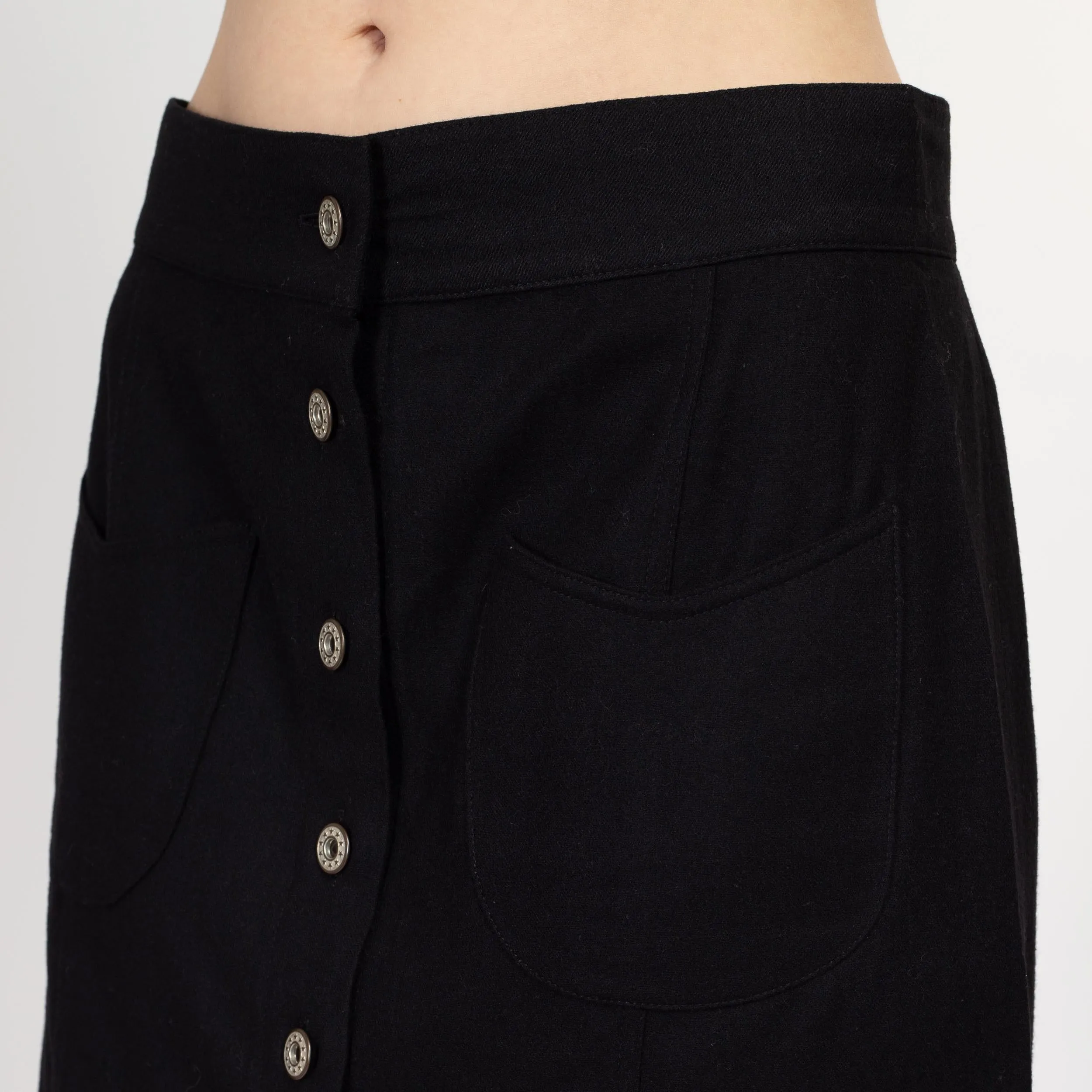 Med-Lrg Y2K Mod Black Wool Mini Skirt