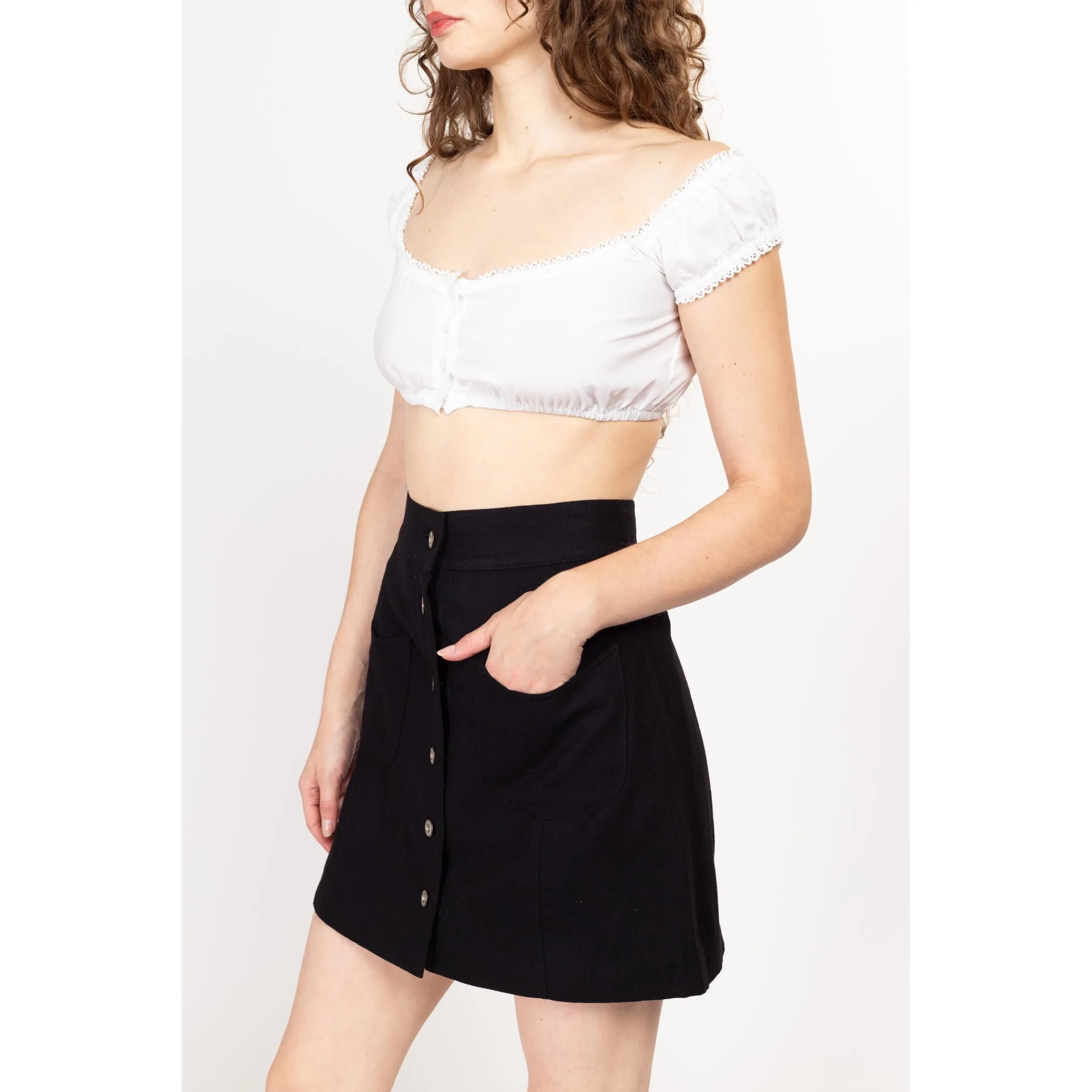 Med-Lrg Y2K Mod Black Wool Mini Skirt