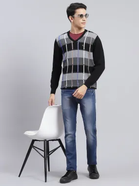 Men Black Printed Pure wool Pullover