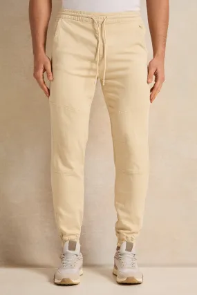 Men Cream Denim Joggers
