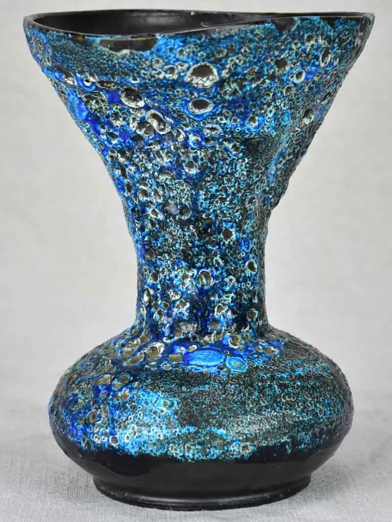 Modern vase - blue, black and white bubbles 8¼"