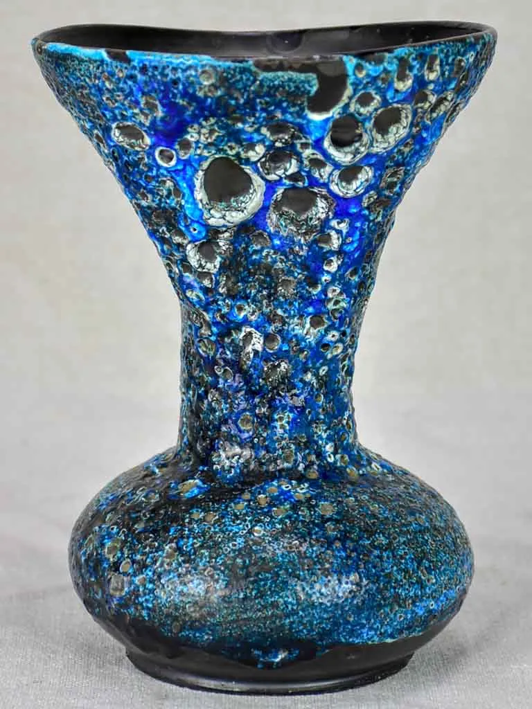 Modern vase - blue, black and white bubbles 8¼"