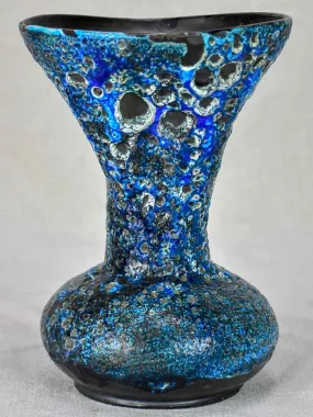 Modern vase - blue, black and white bubbles 8¼"