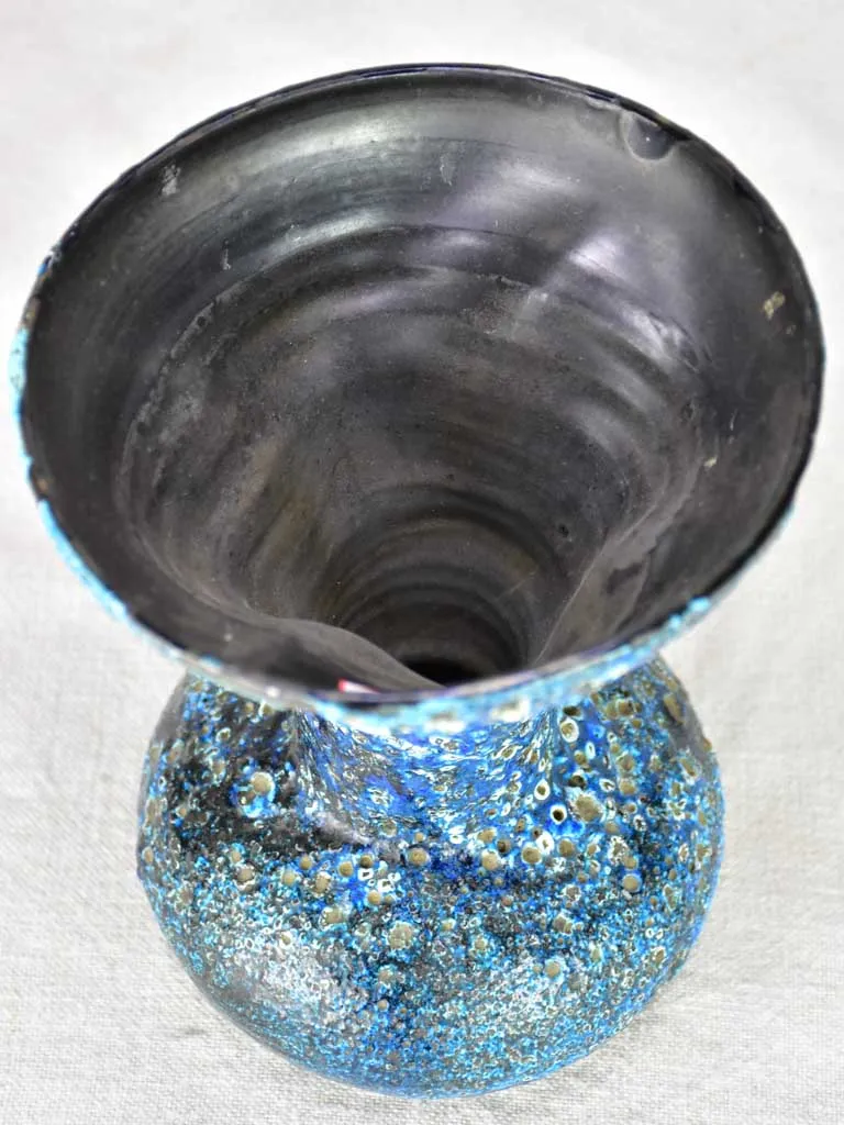 Modern vase - blue, black and white bubbles 8¼"