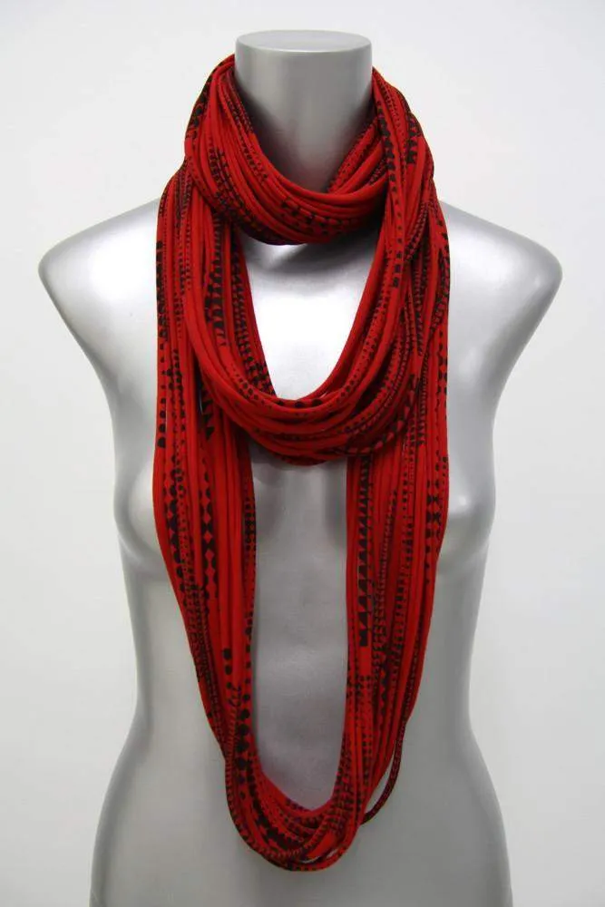 Necklush Cowl Scarf / Red & Black / Unisex