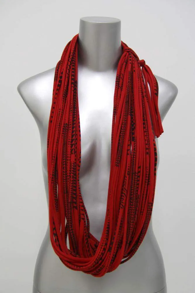 Necklush Cowl Scarf / Red & Black / Unisex