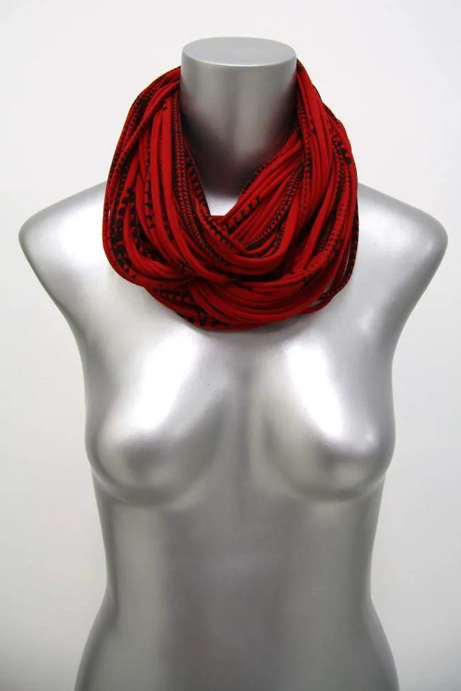 Necklush Cowl Scarf / Red & Black / Unisex