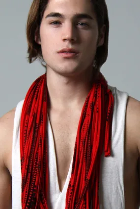 Necklush Cowl Scarf / Red & Black / Unisex