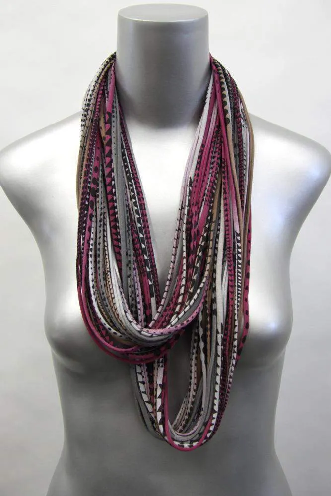 Necklush Infinity Scarf / Burgundy Grey & Light Brown / Unisex