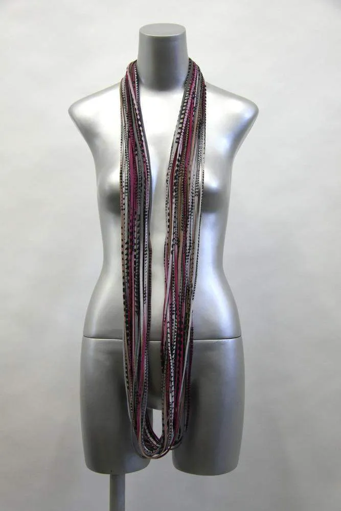 Necklush Infinity Scarf / Burgundy Grey & Light Brown / Unisex