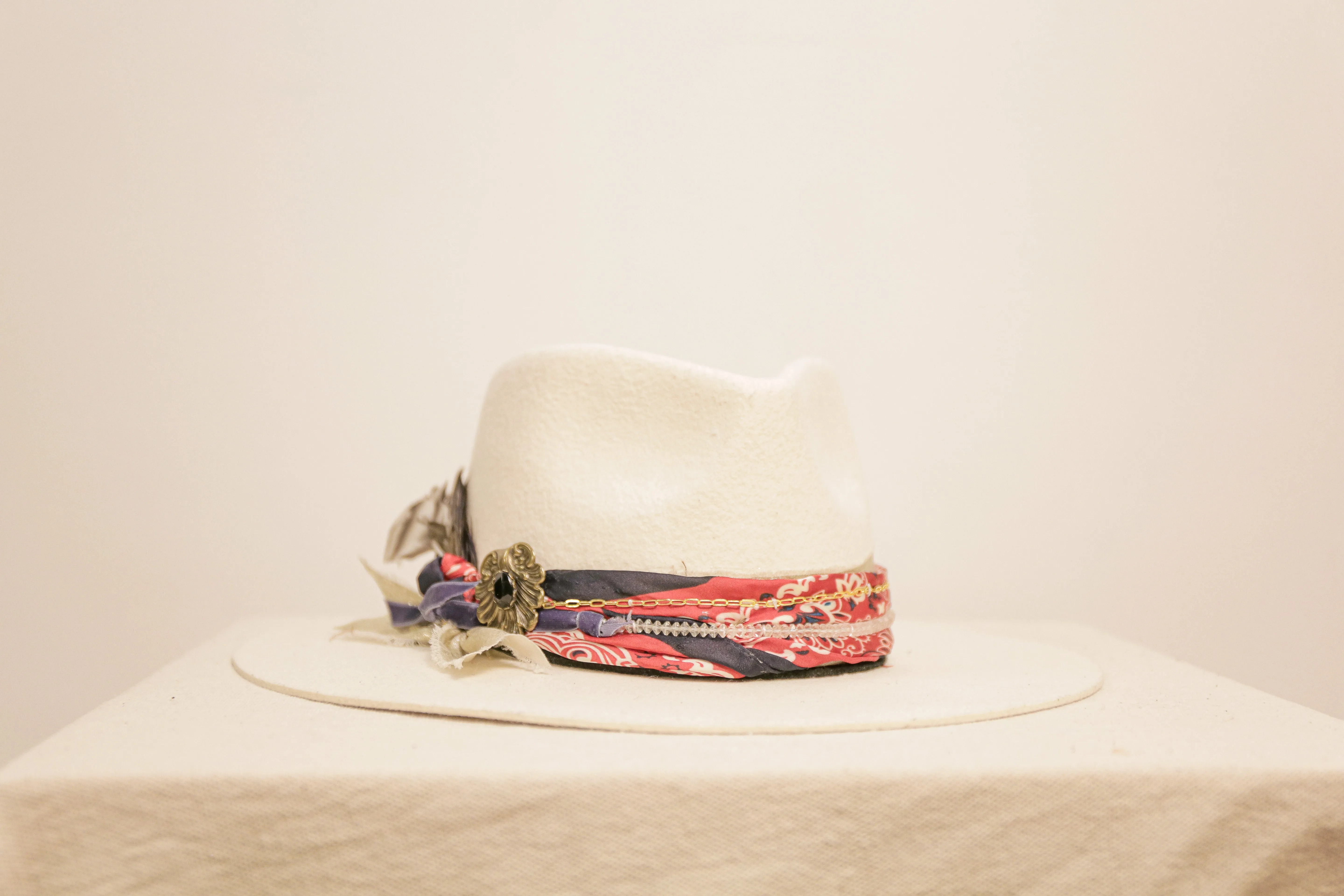 OOAK Scarf Clips and Feathers Hat