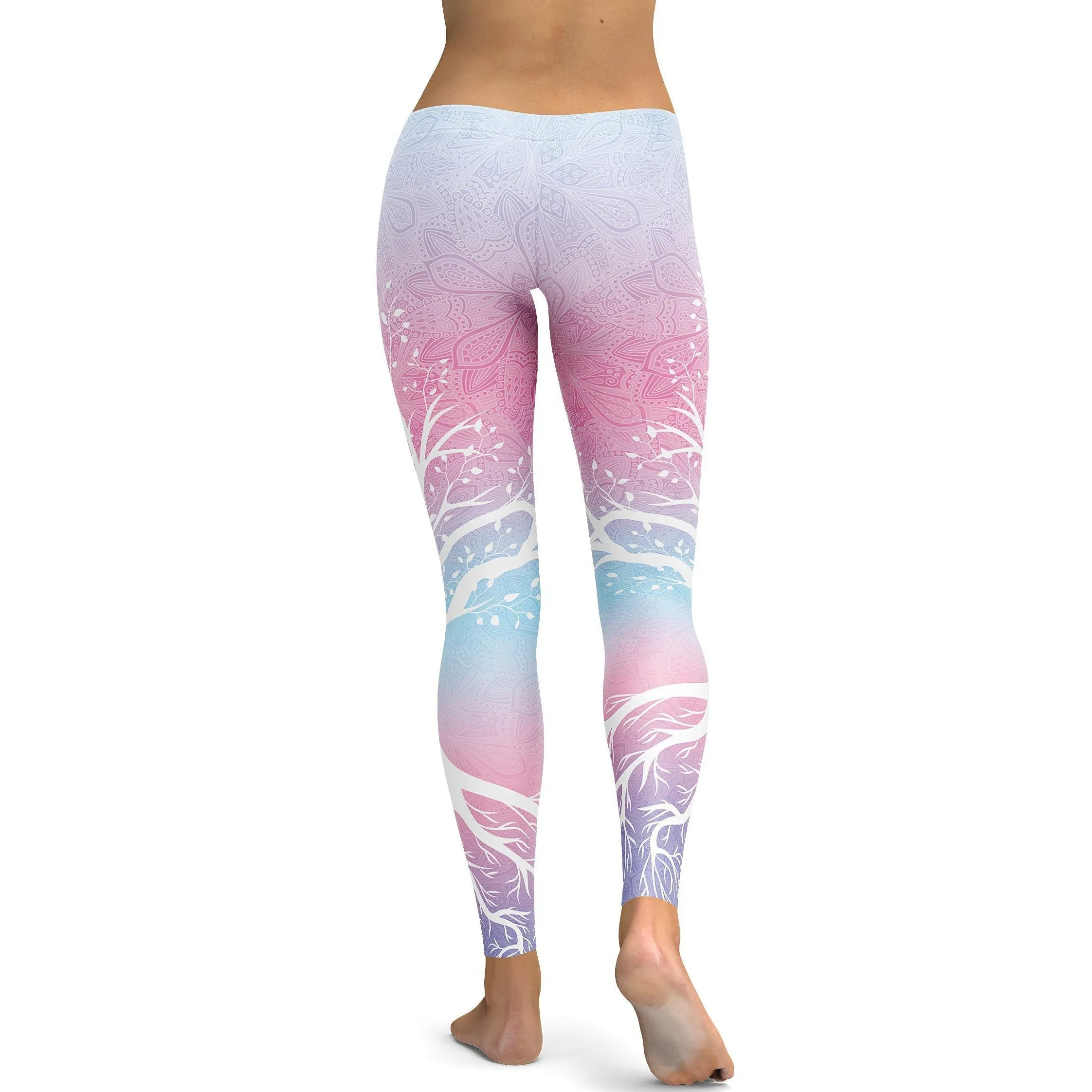 Pastel Blue & Pink Tree of Life Leggings