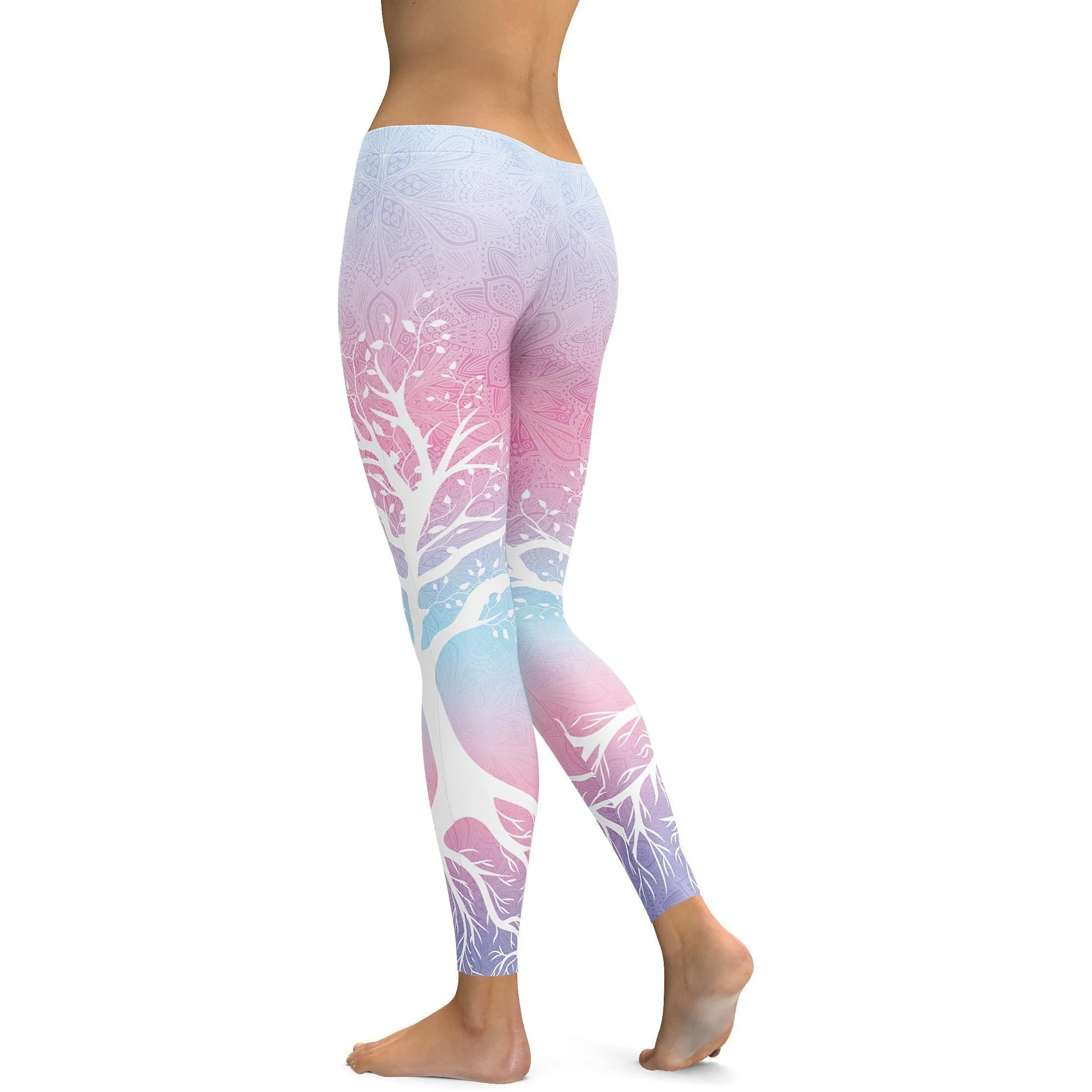 Pastel Blue & Pink Tree of Life Leggings