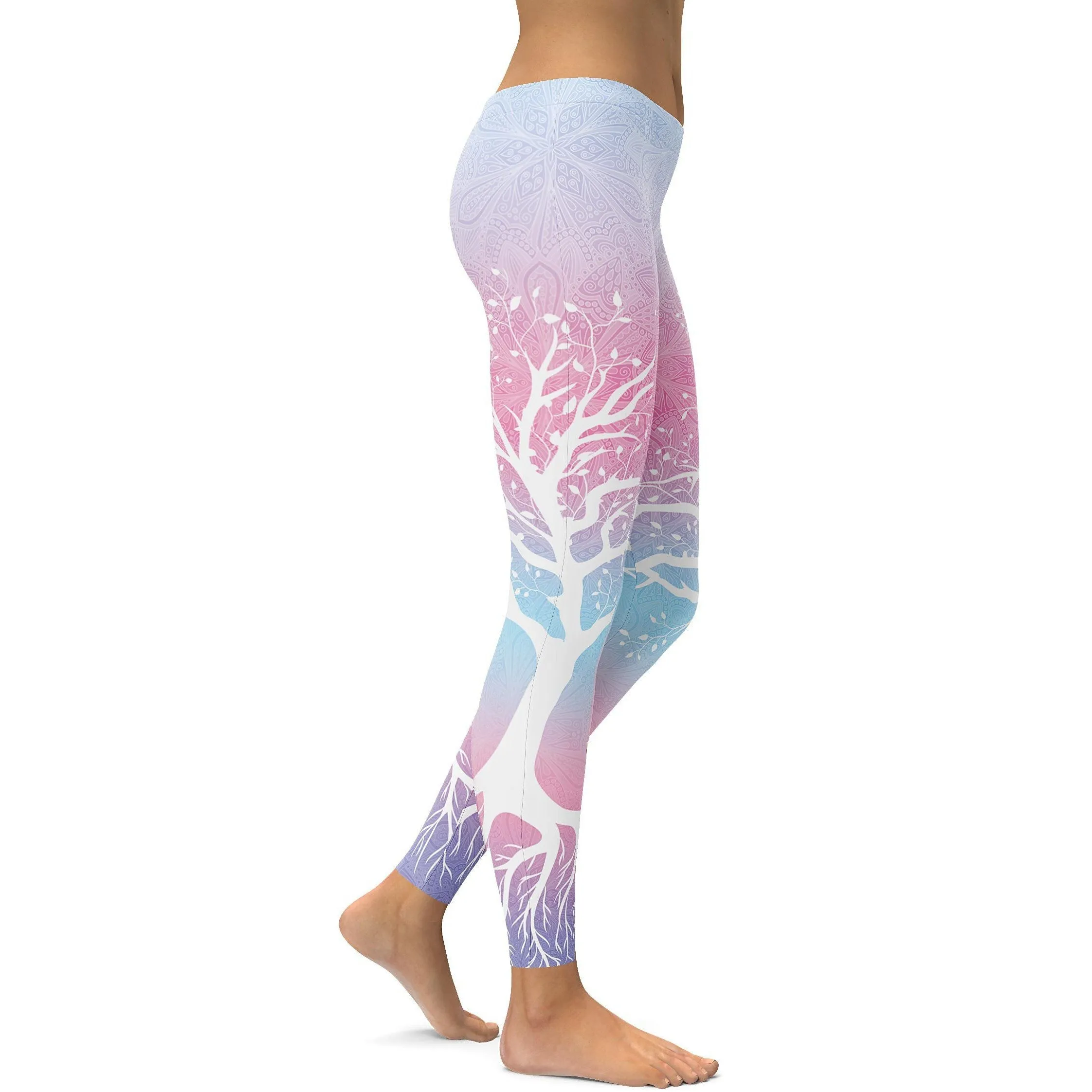 Pastel Blue & Pink Tree of Life Leggings