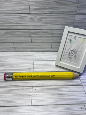 Personalized Engraved Jumbo Yellow Wooden Pencils | End of School Gift | Teacher Gift | Custom Jumbo Pencil | Personalized Big Pencil