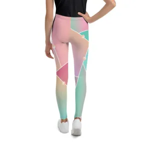Pink Blue Pastel Ombre Print Soft Youth Leggings Compression Tights- Made in USA/EU