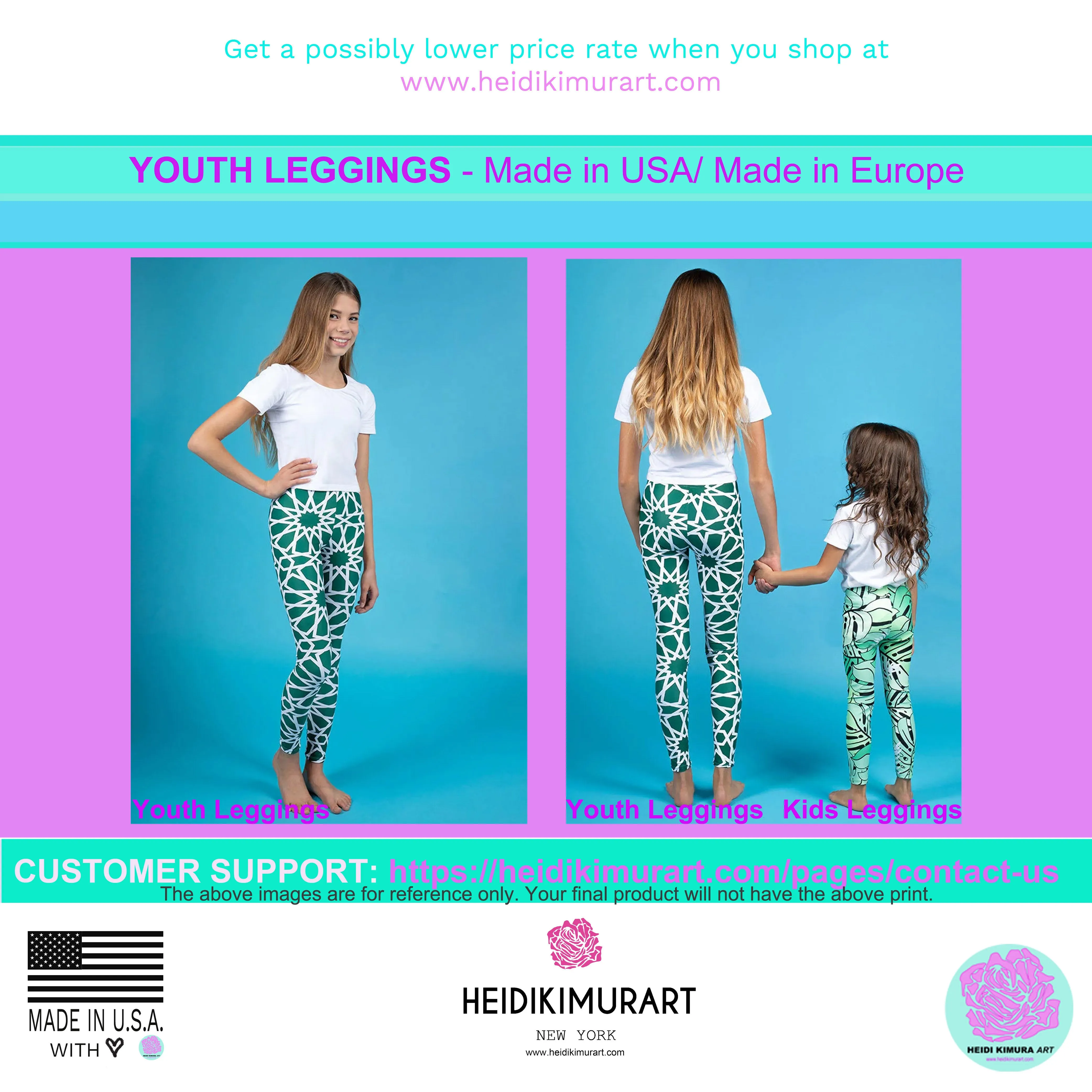 Pink Blue Pastel Ombre Print Soft Youth Leggings Compression Tights- Made in USA/EU