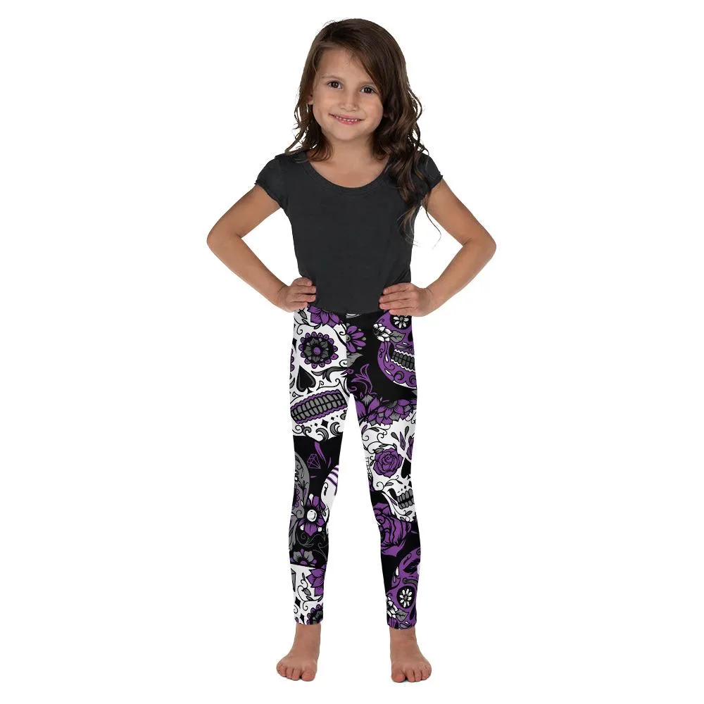 Purple Sugar Skull Kid's Leggings