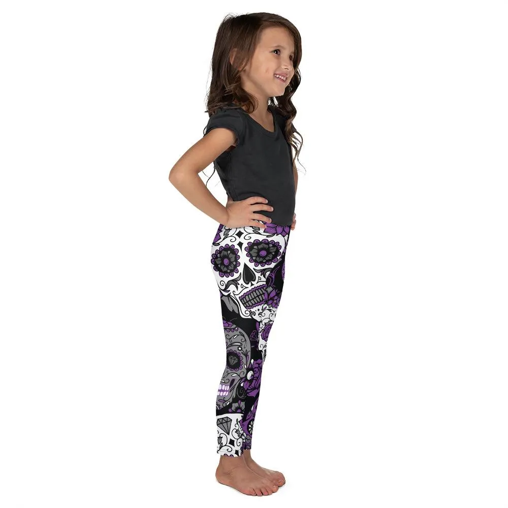 Purple Sugar Skull Kid's Leggings