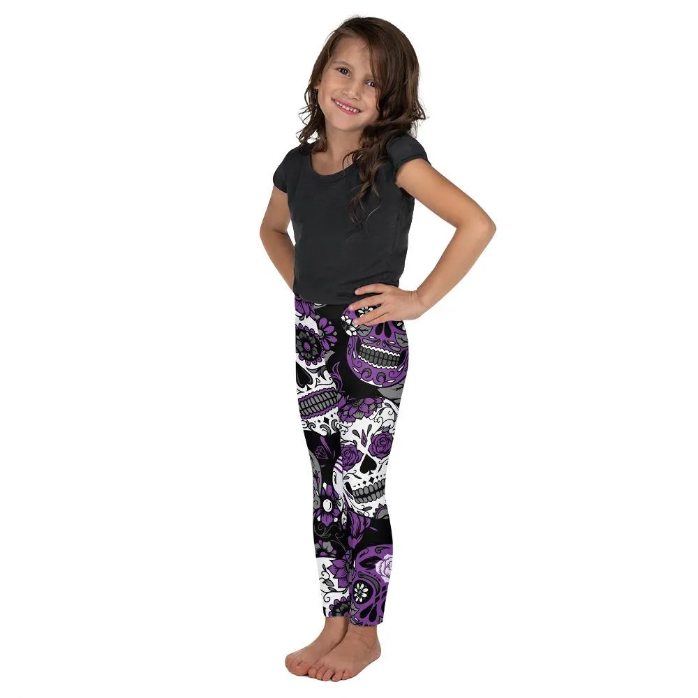 Purple Sugar Skull Kid's Leggings