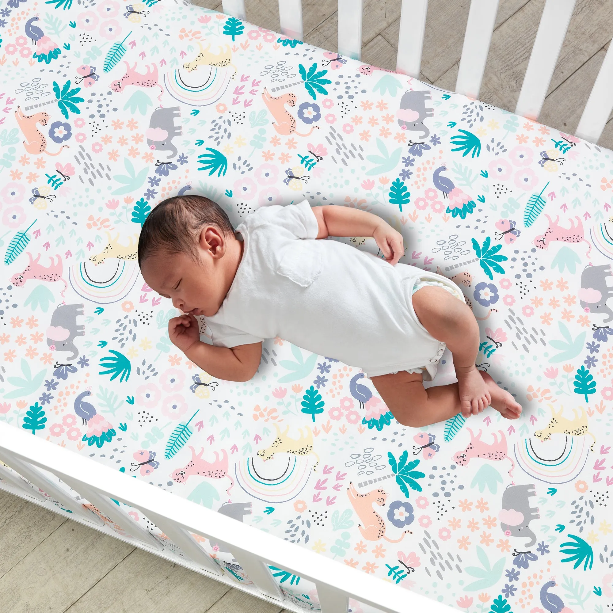 Rainbow Jungle 5-Piece Crib Bedding Set