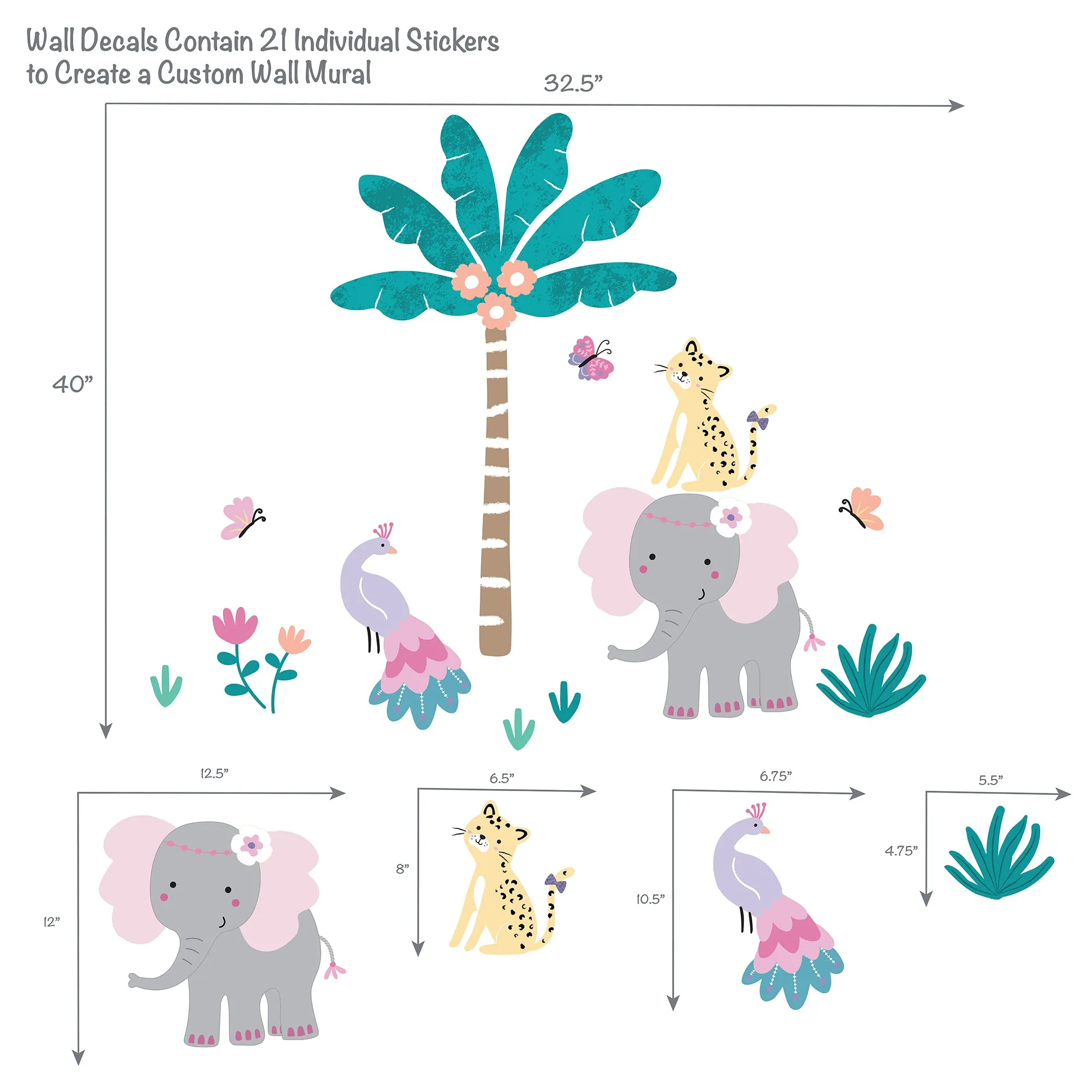 Rainbow Jungle 5-Piece Crib Bedding Set