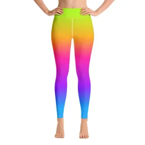 Rainbow Yoga Leggings Women, Tie Dye Gradient Ombre High Waisted Pants Pockets Cute Printed Workout Running Gym Designer Tights