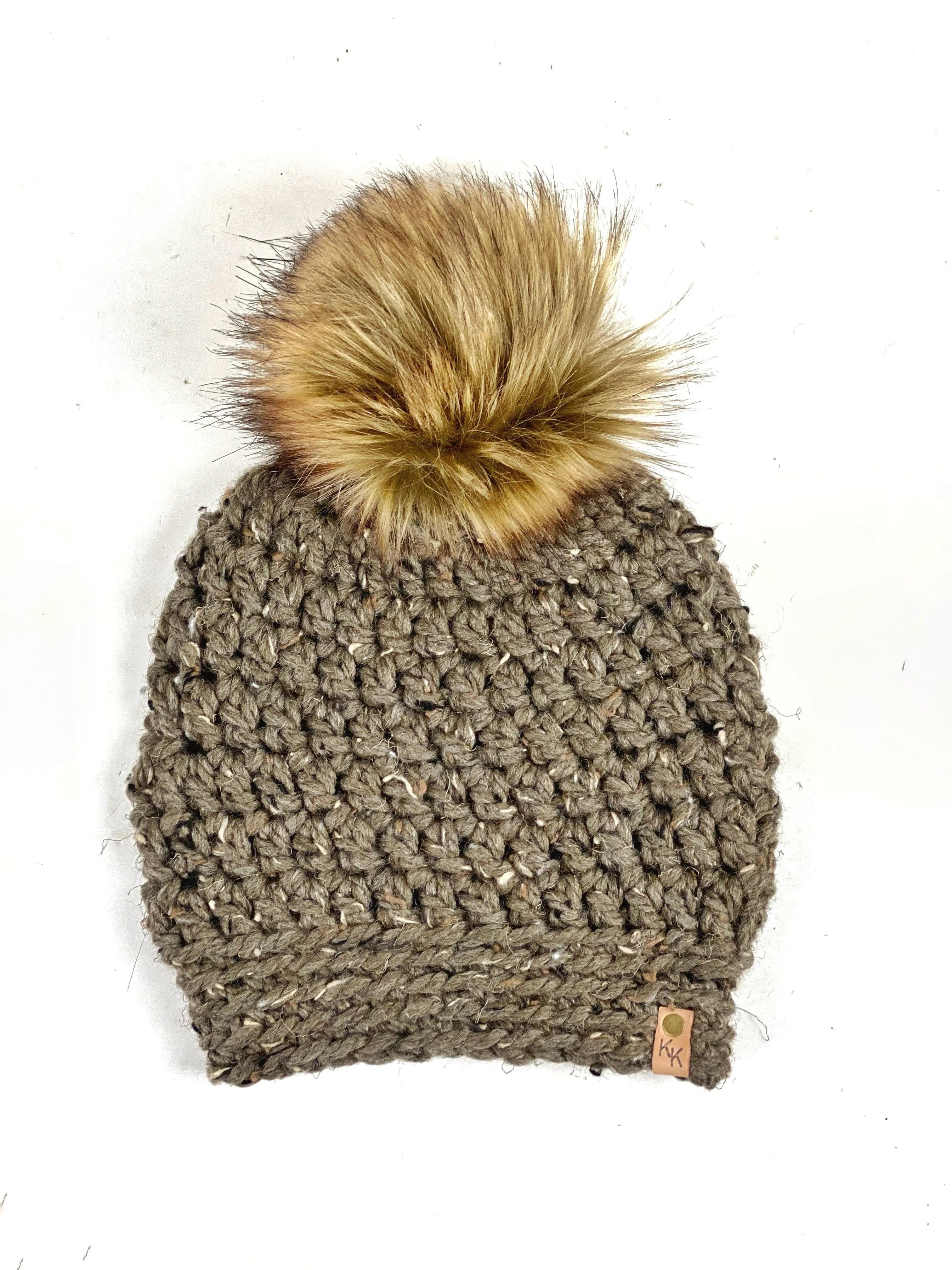 Slightly Slouchy Pom Beanie, Womens Crochet Hat, Handmade Crochet Beanie