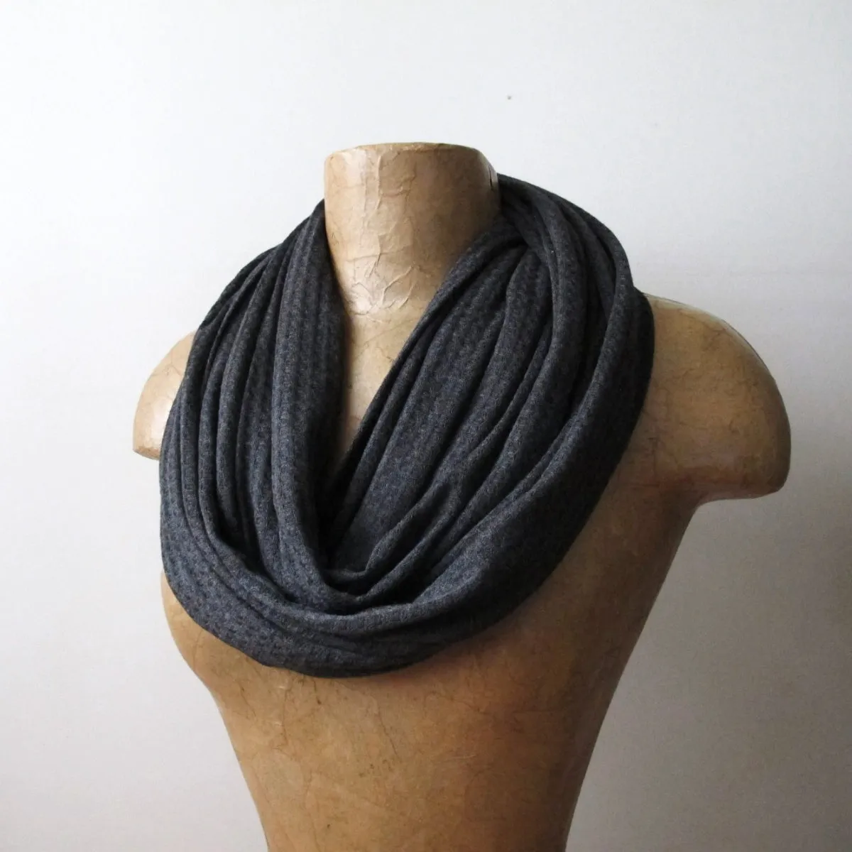 SOOT GRAY Waffle Knit Infinity Scarf