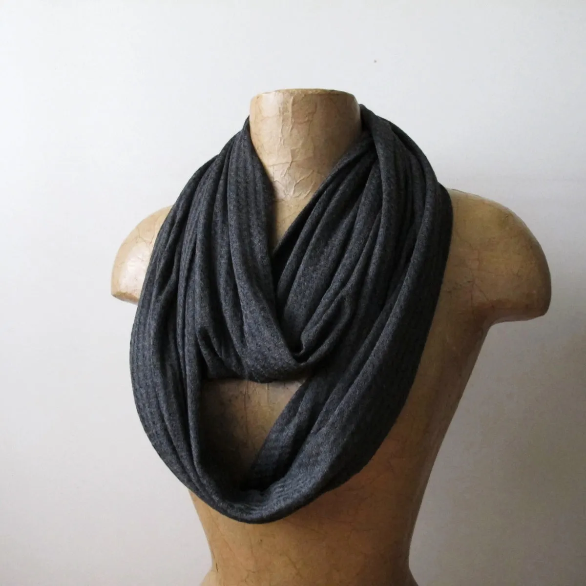SOOT GRAY Waffle Knit Infinity Scarf