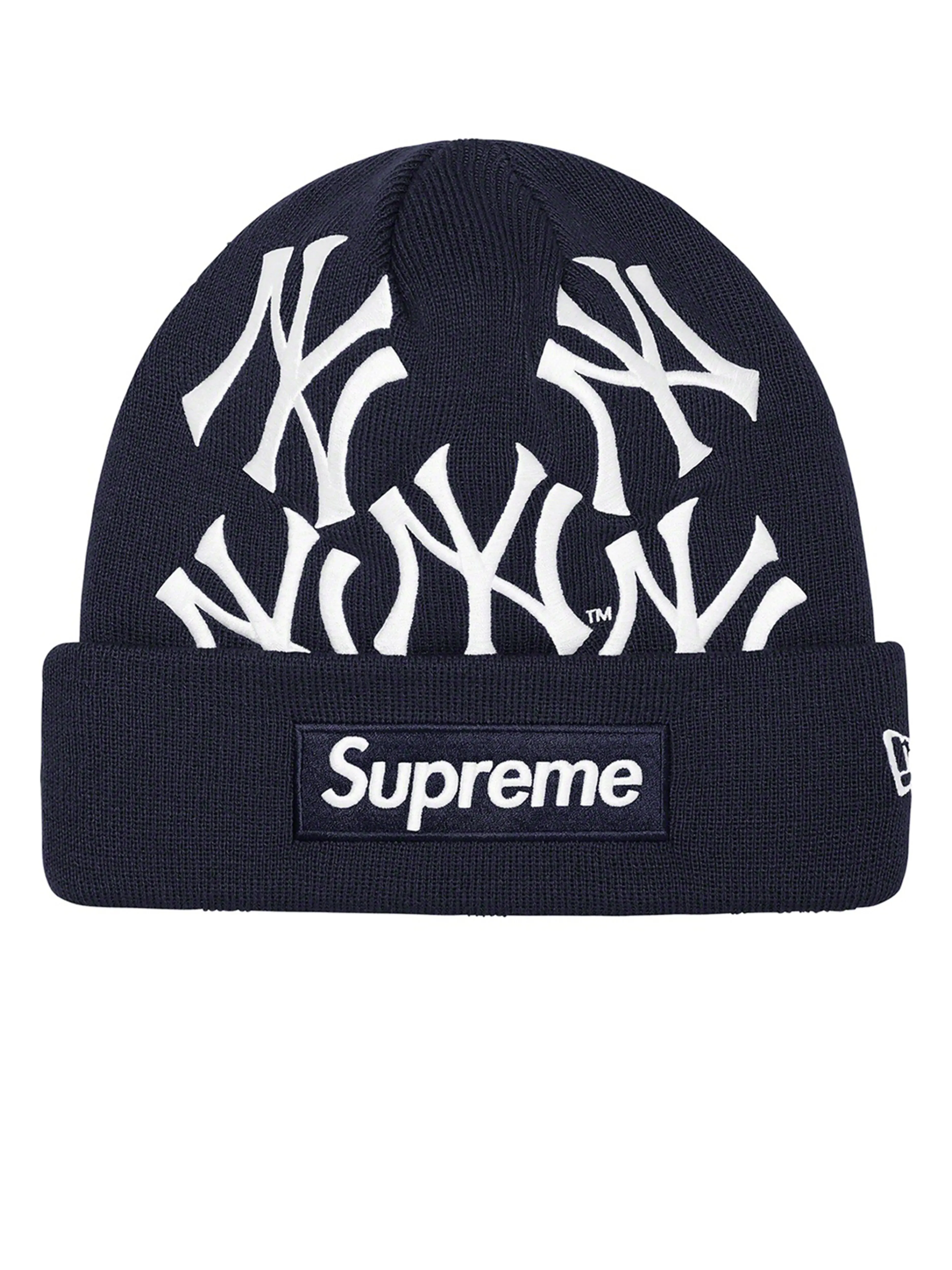 Supreme x New Era NY Yankees Box Logo Beanie Navy