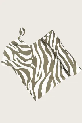 Swaddle & Beanie | Sage Zebra