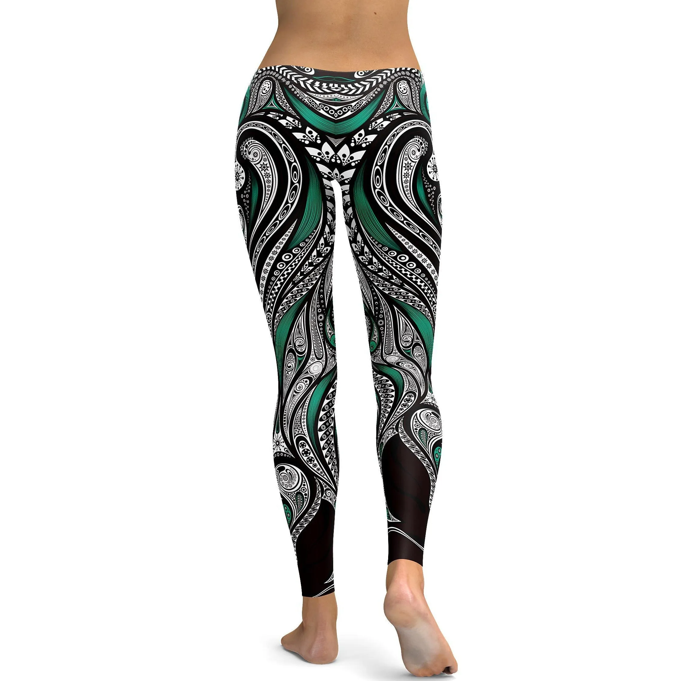 Teal Ornament Pattern Leggings