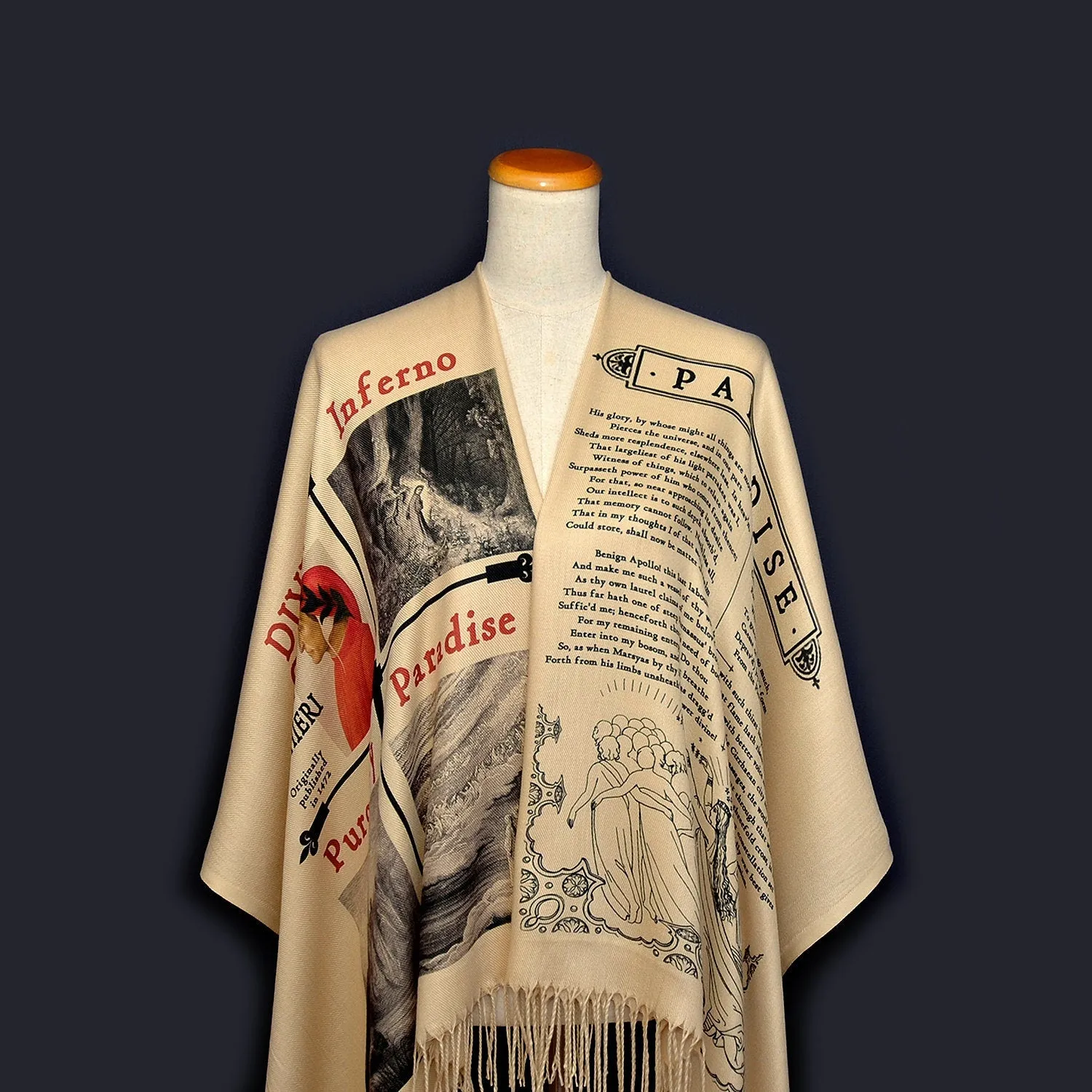 The Divine Comedy by Dante Alighieri Scarf ,Bookish Gift, Literary Gift, Book Lover Scarf, Librarian gift.